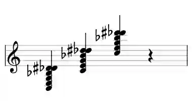 Sheet music of C 7b9#9 in three octaves
